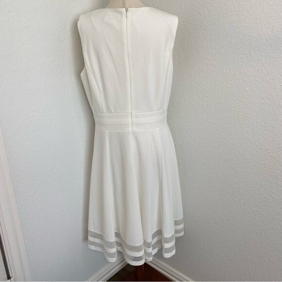 NWOT Calvin Klein Ivory White Net Cut Out Sleeveless Scoop Neck Sexy Dress SZ 14 - Picture 3 of 10